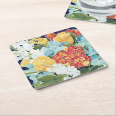 Dessous-de-verre Carré En Papier Florals II de Midnight (Incliné)