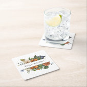 Dessous-de-verre Carré En Papier Flore d'or | Élégante verdure d'Eucalyptus (En situation)