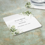 Dessous-de-verre Carré En Papier Flore verdure Élégant Mariage moderne<br><div class="desc">Elégant dessous de verre mariages fleuris personnalisés avec vos noms et date de mariage spéciale. Conçu par Thisisnotme©</div>