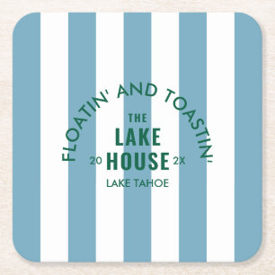 Dessous-de-verre Carré En Papier Flotter et griller au Lake House Blue Stripe