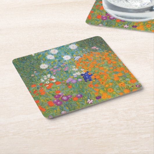 Dessous-de-verre Carré En Papier Flower Garden by Gustav Klimt (Incliné)