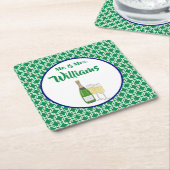 Dessous-de-verre Carré En Papier Flûtes à champagne de mariés M. & Mme. Script (Incliné)