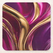 Dessous-de-verre Carré En Papier Flux Abstrait Art-Fuchsia violet et or- (Devant)