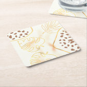 Dessous-de-verre Carré En Papier Folhas Douradas (Incliné)