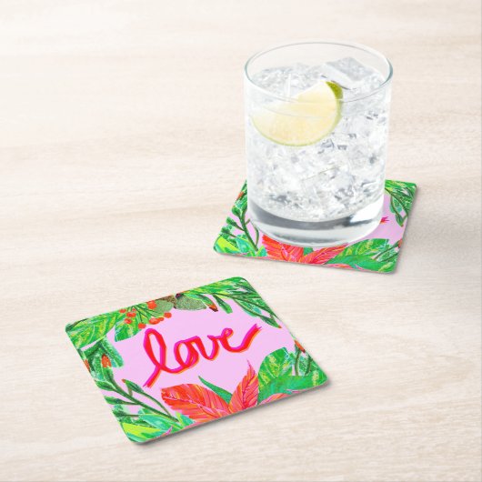 Dessous-de-verre Carré En Papier Foliage de Noël - Amour (En situation)