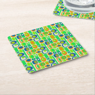 Dessous-de-verre Carré En Papier Fond d'écran Funny Retro - orange vert bleu