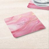 Dessous-de-verre Carré En Papier Fond marbré rose (Incliné)