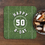 Dessous-de-verre Carré En Papier Football Field 50 Yard Line 50th Birthday Party<br><div class="desc">Rencontrez-nous sur la ligne de 50 mètres avec ce dessous de verre de fête du 50e anniversaire de terrain de football. Parfait pour les amateurs de sport, ce design vous offre un cadre idéal pour une fête amusante et mémorable. Personnalisez-le avec l'invité d'honneur pour créer un cadeau qui compte beaucoup...</div>