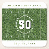 Dessous-de-verre Carré En Papier Football Field 50th Birthday Party 50 Yard Line (Devant)