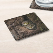 Dessous-de-verre Carré En Papier Forest | Deux Owls Looking (Incliné)