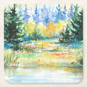 Dessous-de-verre Carré En Papier Forêt