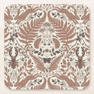 Dessous-de-verre Carré En Papier Forêt de mousse de Mocha/Bois et plantes