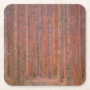 Dessous-de-verre Carré En Papier Forêt de sapins de Gustav Klimt Tannenwald Arbres