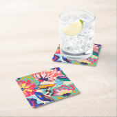 Dessous-de-verre Carré En Papier Forêt et rose (En situation)