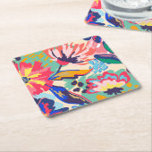 Dessous-de-verre Carré En Papier Forêt et rose (Incliné)