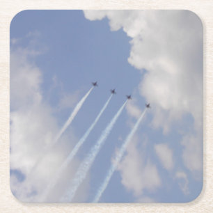Dessous-de-verre Carré En Papier Formation d'Airshow Military Jet