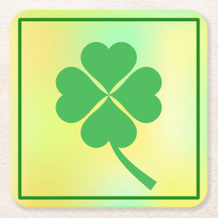 Dessous-de-verre Carré En Papier Four Leaf Clover St. Patrick's Day Design-87906