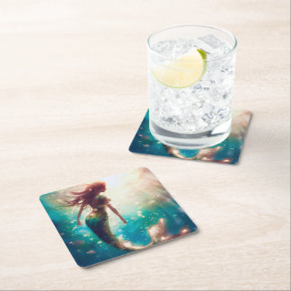 Dessous-de-verre Carré En Papier Fournitures de fête sur le thème de la sirène pers