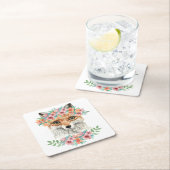 Dessous-de-verre Carré En Papier Fox floral (En situation)