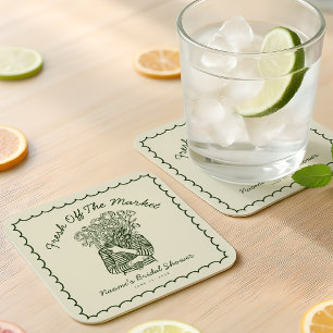 Dessous-de-verre Carré En Papier Fraîchement Cueillie Salle de Mariage Dessinée à l