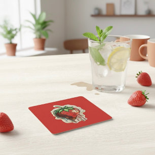 Dessous-de-verre Carré En Papier Fraise