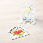 Dessous-de-verre Carré En Papier Fraise blanche (En situation)