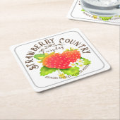 Dessous-de-verre Carré En Papier Fraise blanche (Incliné)