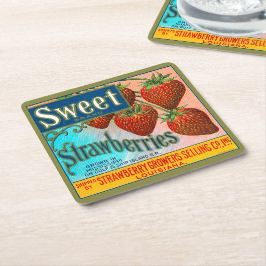 Dessous-de-verre Carré En Papier Fraise douce (Incliné)