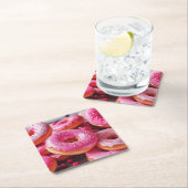 Dessous-de-verre Carré En Papier Fraise rose (En situation)