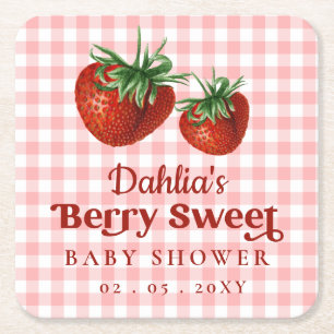 Dessous-de-verre Carré En Papier Fraise rose Rouge Berry Baby shower sucré