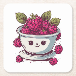 DESSOUS-DE-VERRE CARRÉ EN PAPIER FRAMBOISE MIGNONNE