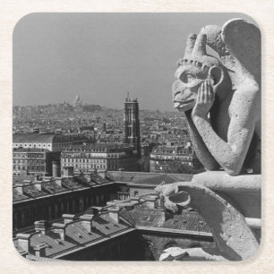 Dessous-de-verre Carré En Papier France vintage Paris Cathédrale Notre-Dame penseur