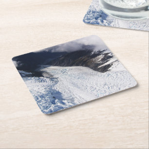 Dessous-de-verre Carré En Papier Franz Josef Glacier Vue aérienne, Nouvelle-Zélande