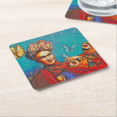 Dessous-de-verre Carré En Papier Frida Peinte Eve (Incliné)