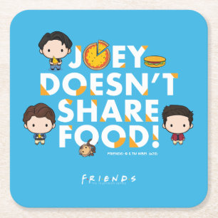 Dessous-de-verre Carré En Papier FRIENDS™ Joey ne partage pas la nourriture Chibi