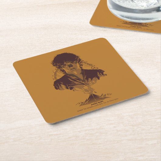 Dessous-de-verre Carré En Papier FRODO™ MOUNT DOOM™ Tengwar Inscription Graphic (Incliné)