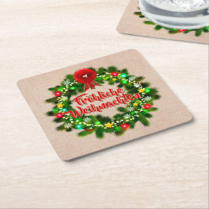 Dessous-de-verre Carré En Papier Frohe Weihnachten Untersetzer Noël