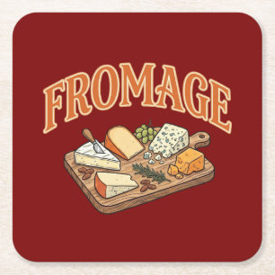 Dessous-de-verre Carré En Papier Fromage Vintage Graphique de Charcuterie Française