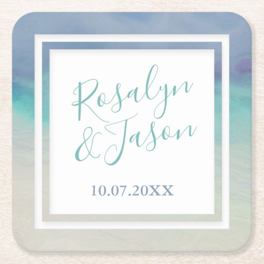 Dessous-de-verre Carré En Papier Frontière océanique peinte (Devant)