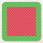 Dessous-de-verre Carré En Papier Fruits d'été pastèque vert, rose/noir (Devant)