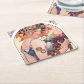 Dessous-de-verre Carré En Papier Fruits, Mucha (Incliné)