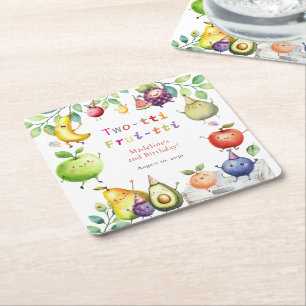 Dessous-de-verre Carré En Papier Frutti à deux tti Fruits mignons 2e fête d'anniver