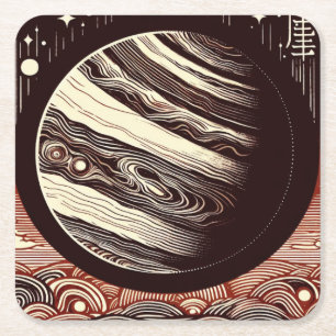 Dessous-de-verre Carré En Papier FSF Jupiter Woodcut 2