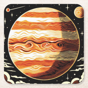 Dessous-de-verre Carré En Papier FSF Jupiter Woodcut 3