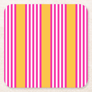 Dessous-de-verre Carré En Papier Fuchsia et jaune cinq bandes motif