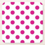 Dessous-de-verre Carré En Papier Fuchsia polka<br><div class="desc">Fuchsia and white polka dots</div>