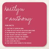 Dessous-de-verre Carré En Papier Fun Facts About The Newlyweds Modern Mariage (Devant)