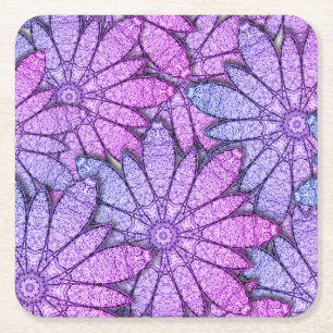 Dessous-de-verre Carré En Papier Fun Purple Flowers