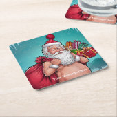 Dessous-de-verre Carré En Papier Funny Dirty Père Noël collection de Noël (Incliné)