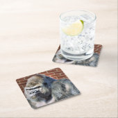 DESSOUS-DE-VERRE CARRÉ EN PAPIER FUNNY GORILLA (En situation)